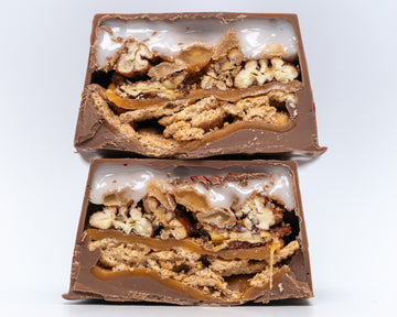 milk chocolate caramel apple pie stuffed candy bar