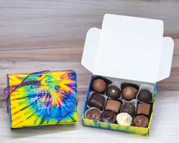 Happy mother's day assorted chocolates in a tie dyed box