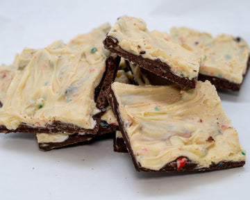 Two tone peppermint bark close up