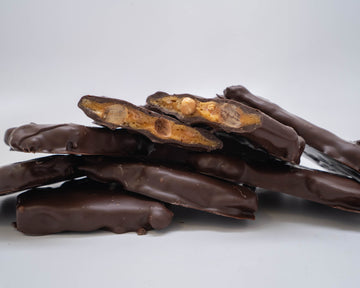 Vegan chocolate covered peanut brittle