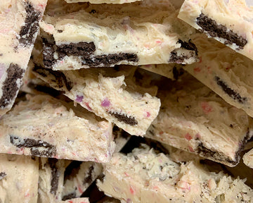 white chocolate raspberry oreo® bark